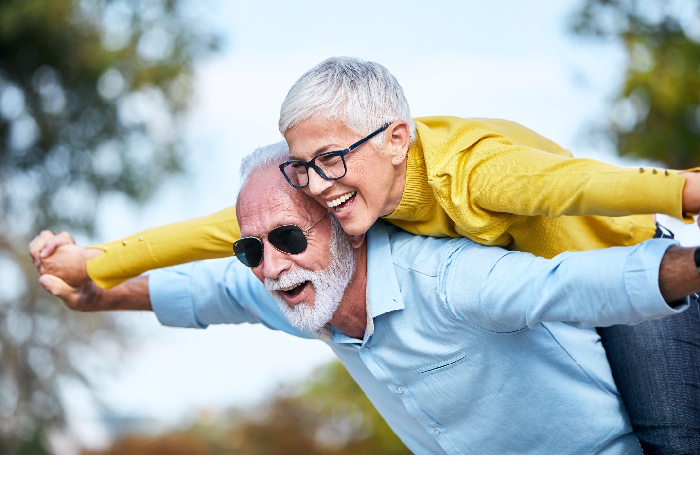 A happy senior couple outdoors